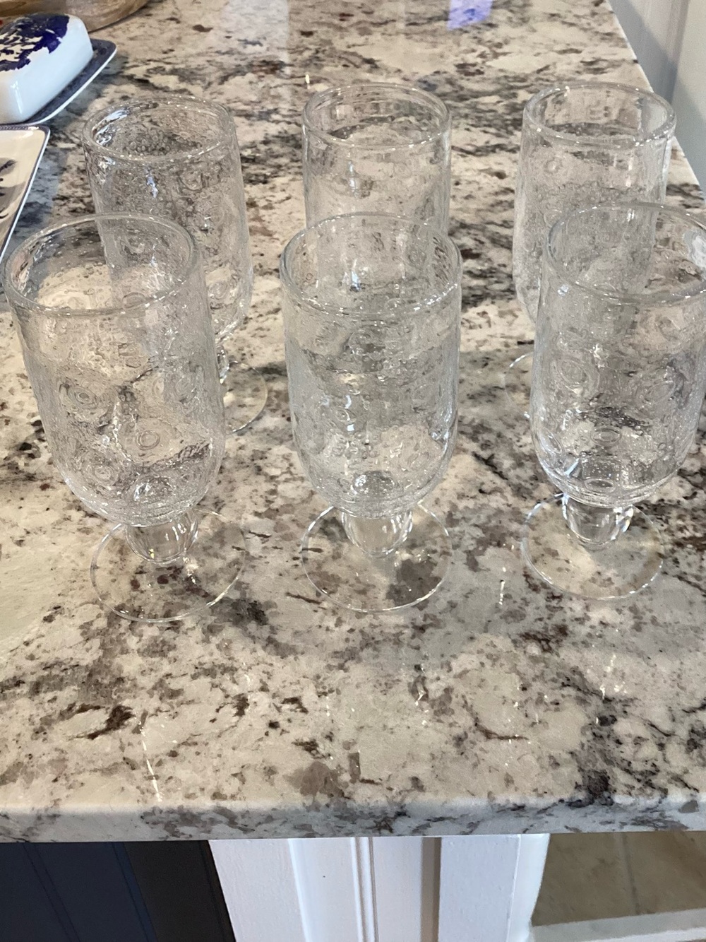 Southern Living Bella Luna Bubble Glass Goblets. 13oz. Set of 6